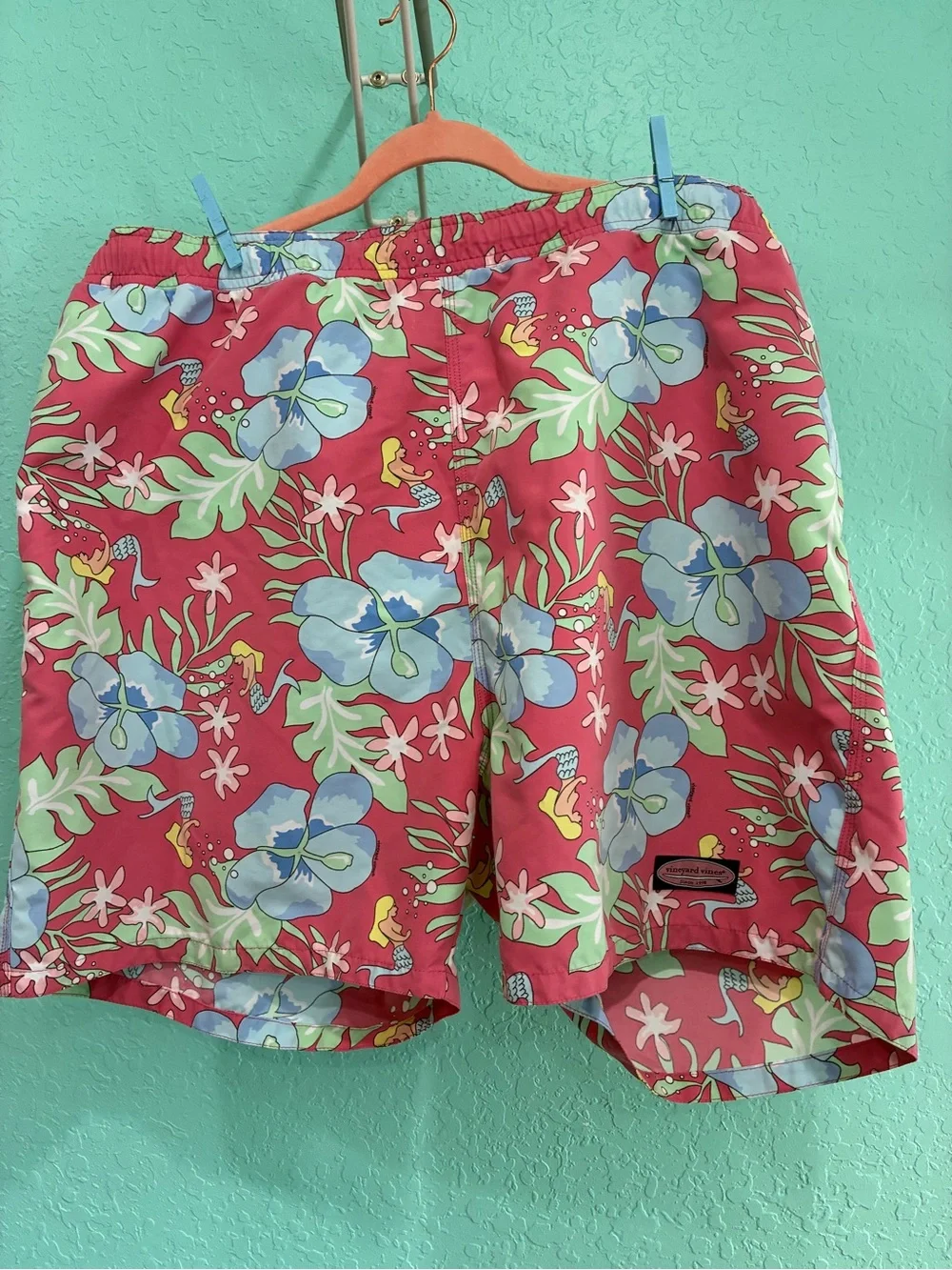 Men's Vineyard Vines Mermaid Hawaiian  Floral Swim Trunks XXL beach vacay resort